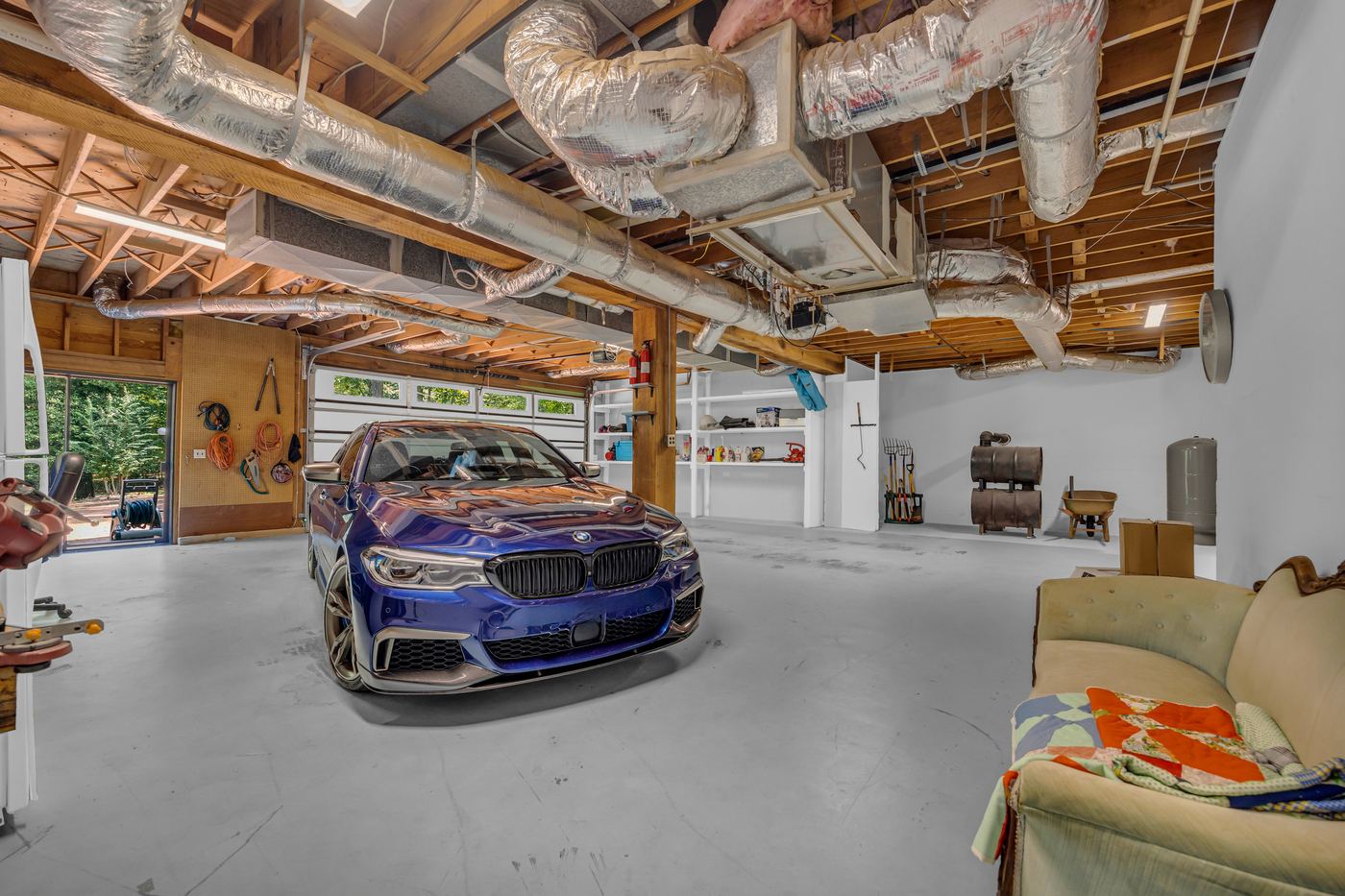 Inside the drive-under garage