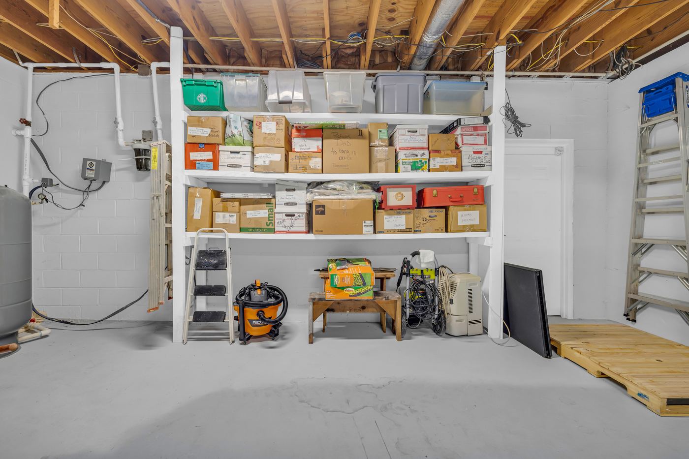 Built-in shelving in the garage